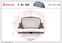 Sada brzdových destiček BREMBO P83063 - TOYOTA Sada brzdových destiček BREMBO P83063 - TOYOTA