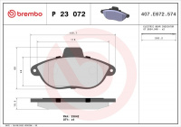Sada brzdových destiček BREMBO P23072 - CITROËN, FIAT, PEUGEOT