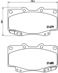 Sada brzdových destiček BREMBO P83069 - TOYOTA Sada brzdových destiček BREMBO P83069 - TOYOTA
