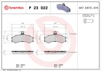 Sada brzdových destiček BREMBO P23022 - CITROËN, FIAT, PEUGEOT