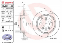 Brzdový kotouč BREMBO 09.8874.30 - LAND ROVER Brzdový kotouč BREMBO 09.8874.30 - LAND ROVER