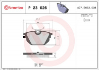 Sada brzdových destiček BREMBO P23026 - ALFA ROMEO, FIAT, LANCIA
