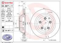 Brzdový kotouč BREMBO 09.9871.11 - AUDI, PORSCHE, VW Brzdový kotouč BREMBO 09.9871.11 - AUDI, PORSCHE, VW