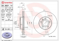 Brzdový kotouč BREMBO 09.9931.14 - FORD, SEAT, VW Brzdový kotouč BREMBO 09.9931.14 - FORD, SEAT, VW