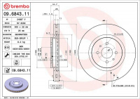 Brzdový kotouč BREMBO 09.6843.11 - FIAT Brzdový kotouč BREMBO 09.6843.11 - FIAT