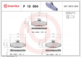 Sada brzdových destiček BREMBO P15004 - DAEWOO, SSANGYONG