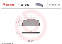 Sada brzdových destiček BREMBO P23002 - FIAT