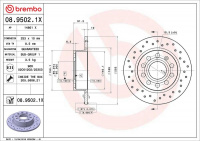 Brzdový kotouč BREMBO 08.9502.1X Brzdový kotouč BREMBO 08.9502.1X
