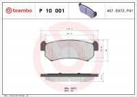 Sada brzdových destiček BREMBO P10001 - CHEVROLET, DAEWOO Sada brzdových destiček BREMBO P10001 - CHEVROLET, DAEWOO