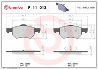 Sada brzdových destiček BREMBO P11013 - CHRYSLER