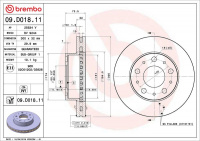 Brzdový kotouč BREMBO 09.D018.11 - CITROËN, FIAT, PEUGEOT