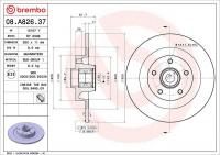 Brzdový kotouč BREMBO 08.A826.37 Brzdový kotouč BREMBO 08.A826.37
