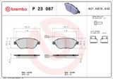 Sada brzdových destiček BREMBO P23087 - FIAT-přední
