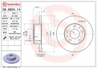 Brzdový kotouč BREMBO 08.9604.14 - PEUGEOT