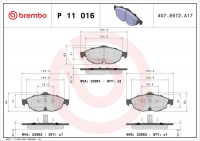 Sada brzdových destiček BREMBO P11016 - CHRYSLER, DODGE