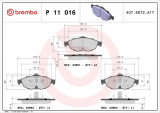 Sada brzdových destiček BREMBO P11016 - CHRYSLER, DODGE