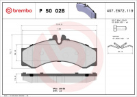 Sada brzdových destiček BREMBO P50028 - MERCEDES-BENZ, VW Sada brzdových destiček BREMBO P50028 - MERCEDES-BENZ, VW