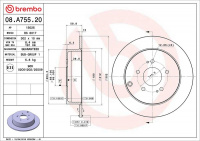 Brzdový kotouč BREMBO 08.A755.20 Brzdový kotouč BREMBO 08.A755.20