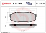Sada brzdových destiček BREMBO P83098 - TOYOTA