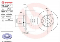 Brzdový kotouč BREMBO 08.9621.14 - ALFA ROMEO, FIAT, LANCIA