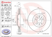 Brzdový kotouč BREMBO 09.8670.14 - CITROËN, PEUGEOT