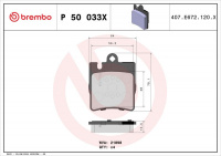 Sada brzdových destiček BREMBO P50033X - MERCEDES-BENZ