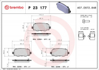 Sada brzdových destiček BREMBO P23177 - FIAT, JEEP