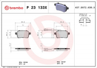 Sada brzdových destiček BREMBO P23133X - ALFA ROMEO, DODGE