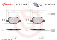 Sada brzdových destiček BREMBO P23181 - ABARTH, FIAT Sada brzdových destiček BREMBO P23181 - ABARTH, FIAT