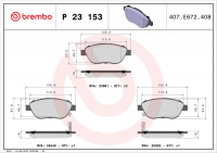 Sada brzdových destiček BREMBO P23153 - FIAT Sada brzdových destiček BREMBO P23153 - FIAT