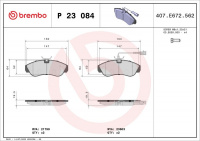 Sada brzdových destiček BREMBO P23084 - CITROËN, FIAT, PEUGEOT