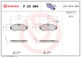 Sada brzdových destiček BREMBO P23084 - CITROËN, FIAT, PEUGEOT