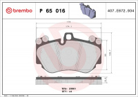 Sada brzdových destiček BREMBO P65016 - PORSCHE Sada brzdových destiček BREMBO P65016 - PORSCHE