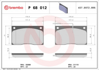 Sada brzdových destiček BREMBO P68012 - DAIMLER, JAGUAR, RENAULT