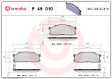 Sada brzdových destiček BREMBO P49010 - MAZDA