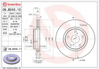 Brzdový kotouč BREMBO 09.B043.10 - TOYOTA