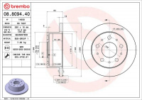 Brzdový kotouč BREMBO 08.8094.40 - CITROËN, FIAT, PEUGEOT