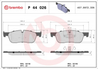 Sada brzdových destiček BREMBO P44026 - JAGUAR, LAND ROVER