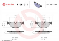 Sada brzdových destiček BREMBO P06011 - BMW