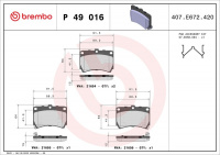 Sada brzdových destiček BREMBO P49016 - MAZDA