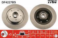 Brzdový kotouč TRW DF4227BS - s ložiskem Brzdový kotouč TRW DF4227BS - s ložiskem