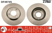 Brzdový kotouč TRW DF4974S - MAZDA 6 07- Brzdový kotouč TRW DF4974S - MAZDA 6 07-