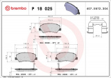 Sada brzdových destiček BREMBO P18025 - HYUNDAI, KIA