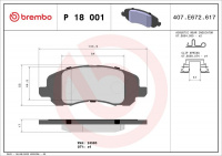 Sada brzdových destiček BREMBO P18001 - CHRYSLER, DODGE, JEEP