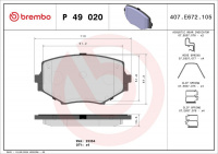 Sada brzdových destiček BREMBO P49020 - MAZDA Sada brzdových destiček BREMBO P49020 - MAZDA