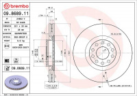 Brzdový kotouč BREMBO 09.8689.11 - AUDI Brzdový kotouč BREMBO 09.8689.11 - AUDI