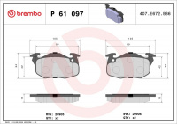 Sada brzdových destiček BREMBO P61097 - CITROËN, PEUGEOT Sada brzdových destiček BREMBO P61097 - CITROËN, PEUGEOT