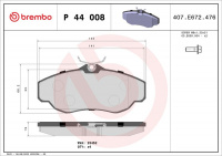 Sada brzdových destiček BREMBO P44008 - LAND ROVER Sada brzdových destiček BREMBO P44008 - LAND ROVER