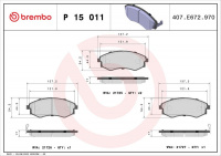 Sada brzdových destiček BREMBO P15011 - DAEWOO, SSANGYONG