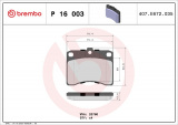 Sada brzdových destiček BREMBO P16003 - DAIHATSU, PIAGGIO